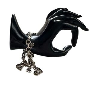 Brighton Puffy Heart Charm Bracelet Scrolled Cut Out Design